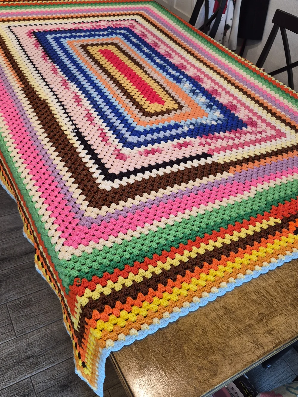 Handmade Multicolor Crochet Blanket - Vibrant Striped Throw